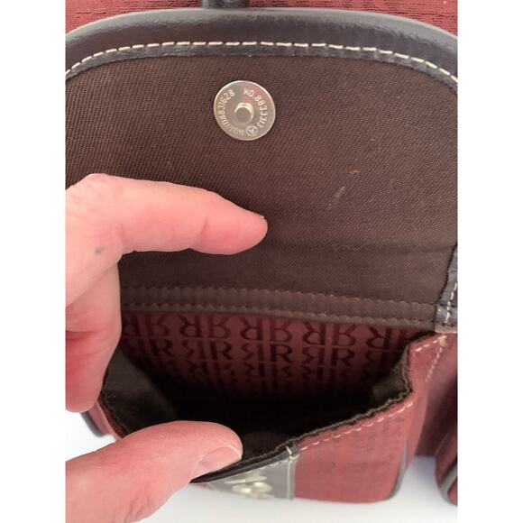 Pedro Rogado Satchel Burgundy Logo Print with Brown Leather Trim Made in Spain - Picture 3 of 10